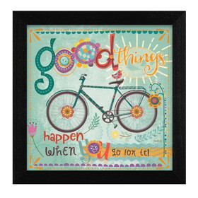 "Good Things Happen" by Mollie B., Printed Wall Art, Ready to Hang Framed Poster, Black Frame B06786482
