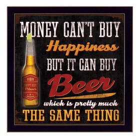"Money Can't Buy Happiness" by Mollie B., Printed Wall Art, Ready to Hang Framed Poster, Black Frame B06786487