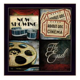 "At The Movies" by Mollie B., Printed Wall Art, Ready to Hang Framed Poster, Black Frame B06786488