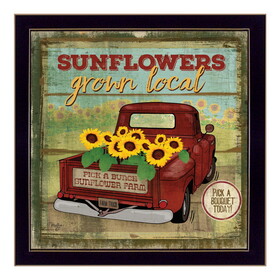 "Sunflowers From the Farm" by Mollie B., Printed Wall Art, Ready to Hang Framed Poster, Black Frame B06786490