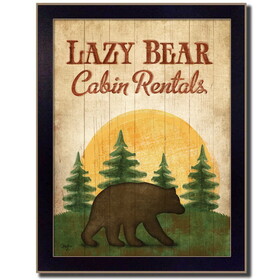 "Lazy Bear" by Mollie B., Printed Wall Art, Ready to Hang Framed Poster, Black Frame B06786492