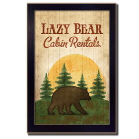 "Lazy Bear" by Mollie B., Printed Wall Art, Ready to Hang Framed Poster, Black Frame B06786493