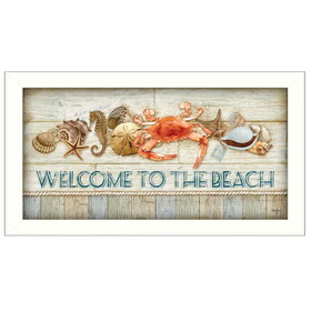 "Welcome to the Beach" by Mollie B., Printed Wall Art, Ready to Hang Framed Poster, White Frame B06786504