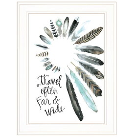 "Travel Often Far and Wide" by Masey St, Ready to Hang Framed print, White Frame B06786542