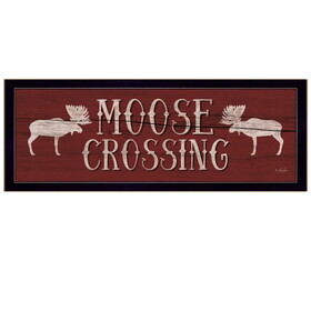 "Moose Crossing" by Lauren Rader, Printed Wall Art, Ready to Hang Framed Poster, Black Frame B06786600