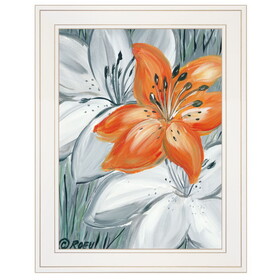 "Tiger Lily in Orange" by Roey Ebert, Ready to Hang Framed Print, White Frame B06786605