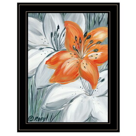 "Tiger Lily in Orange" by Roey Ebert, Ready to Hang Framed Print, Black Frame B06786606