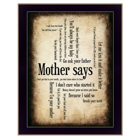 "Mother Says" by Susan Boyle, Printed Wall Art, Ready to Hang Framed Poster, Black Frame B06786685