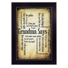 "Grandma Says" by Susan Ball, Printed Wall Art, Ready to Hang Framed Poster, Black Frame B06786690