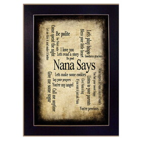 "Nana Says" by Susan Ball, Printed Wall Art, Ready to Hang Framed Poster, Black Frame B06786695