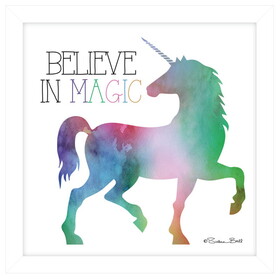 "Believe in Magic Unicorn" by Susan Ball, Ready to Hang Framed print, White Frame B06786716