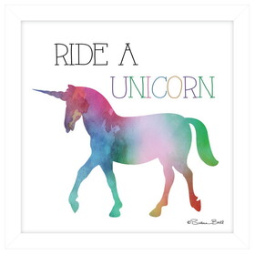 "Ride a Unicorn" by Susan Ball, Ready to Hang Framed print, White Frame B06786717
