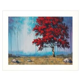 "Red Tree" by Tim Gagnon, Ready to Hang Framed print, White Frame B06786724