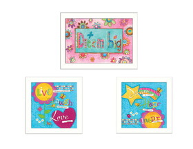 "Dream Collection" 3-Piece Vignette by Mollie B., Printed Wall Art, Ready to Hang Framed Poster, White Frame B06786779