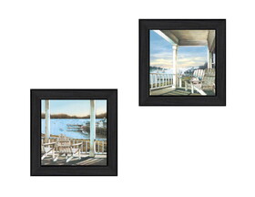 "Lake Side Collection" 2-Piece Vignette by John Rossini, Printed Wall Art, Ready to Hang Framed Poster, Black Frame B06786782