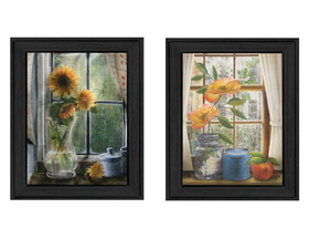 "Flowers Collection" 2-Piece Vignette by Ed Wargo, Printed Wall Art, Ready to Hang Framed Poster, Black Frame B06786790