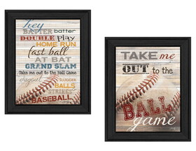 "Baseball Collection" 2-Piece Vignette by Marla Rae, Printed Wall Art, Ready to Hang Framed Poster, Black Frame B06786792