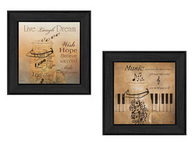 "Music Collection" 2-Piece Vignette by Robin-Lee Vieira, Printed Wall Art, Ready to Hang Framed Poster, Black Frame B06786796