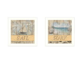 "Sail/Surf Collection" 2-Piece Vignette by Dee Dee, Printed Wall Art, Ready to Hang Framed Poster, White Frame B06786802