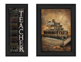 "School Collection" 2-Piece Vignette by R. Vieira and P. Britton, Printed Wall Art, Ready to Hang Framed Poster, Black Frame B06786805