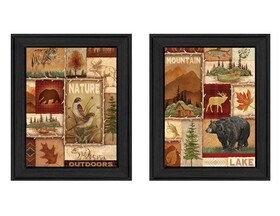 "Lodge Collage Collection" 2-Piece Vignette by Ed Wargo, Printed Wall Art, Ready to Hang Framed Poster, Black Frame B06786808