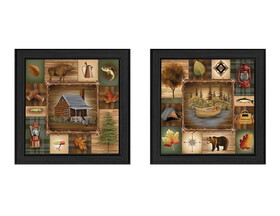"Up North Collection" 2-Piece Vignette by Ed Wargo, Printed Wall Art, Ready to Hang Framed Poster, Black Frame B06786809