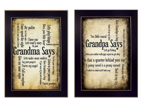 "Grandparents Collection" 2-Piece Vignette by Susan Ball, Printed Wall Art, Ready to Hang Framed Poster, Black Frame B06786812