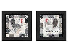 "Rooster I Collection" 2-Piece Vignette by Deb Strain, Printed Wall Art, Ready to Hang Framed Poster, Black Frame B06786813