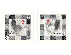 "Rooster II Collection" 2-Piece Vignette by Deb Strain, Printed Wall Art, Ready to Hang Framed Poster, White Frame B06786814