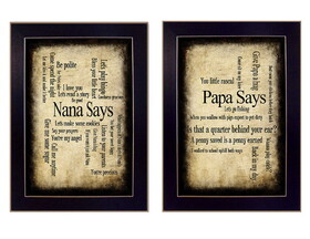"Nana/Papa Collection" 2-Piece Vignette by Susan Ball, Printed Wall Art, Ready to Hang Framed Poster, Black Frame B06786820