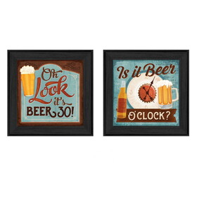 "Beer O'clock Collection" 2-Piece Vignette by Mollie B., Printed Wall Art, Ready to Hang Framed Poster, Black Frame B06786826