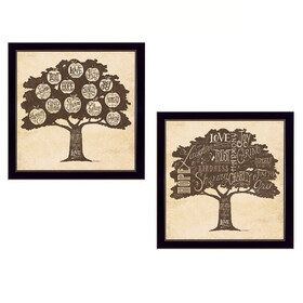 "Family Trees Collection" 2-Piece Vignette by Debbie Strain, Printed Wall Art, Ready to Hang Framed Poster, Black Frame B06786838