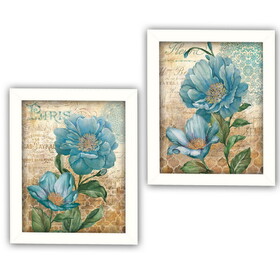 "Paris Blue Collection" 2-Piece Vignette by Ed Wargo, Printed Wall Art, Ready to Hang Framed Poster, White Frame B06786843