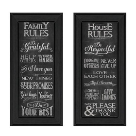 "Family and House Rules Collection" 2-Piece Vignette by Susan Ball, Printed Wall Art, Ready to Hang Framed Poster, Black Frame B06786844
