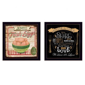 "Around the Table Collection" 2-Piece Vignette by Mollie B. and D. Strain, Printed Wall Art, Ready to Hang Framed Poster, Black Frame B06786847