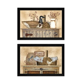 "Rustic Still Life Collection" 2-Piece Vignette by Linda Spivey, Printed Wall Art, Ready to Hang Framed Poster, Black Frame B06786848
