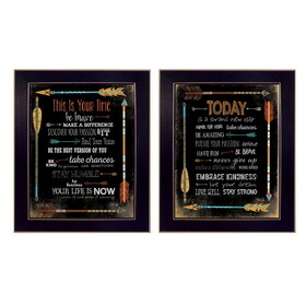 "Arrows II Collection" 2-Piece Vignette by Marla Rae, Printed Wall Art, Ready to Hang Framed Poster, Black Frame B06786858