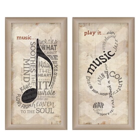"Music Collection" 2-Piece Vignette by Marla Rae, Printed Wall Art, Ready to Hang Framed Poster, Beige Frame B06786861
