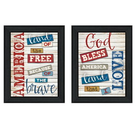 "American Collection" 2-Piece Vignette by Marla Rae, Printed Wall Art, Ready to Hang Framed Poster, Black Frame B06786864