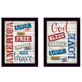 "American Collection" 2-Piece Vignette by Marla Rae, Printed Wall Art, Ready to Hang Framed Poster, Black Frame B06786865
