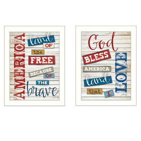 "American Collection" 2-Piece Vignette by Marla Rae, Printed Wall Art, Ready to Hang Framed Poster, White Frame B06786866
