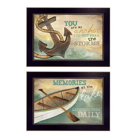 "Memories at the Lake Collection" 2-Piece Vignette by Marla Rae, Printed Wall Art, Ready to Hang Framed Poster, Black Frame B06786867