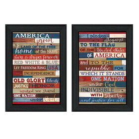 "America Proud I Collection" 2-Piece Vignette by Marla Rae, Printed Wall Art, Ready to Hang Framed Poster, Black Frame B06786868