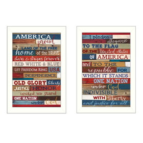 "America Proud II Collection" 2-Piece Vignette by Marla Rae, Printed Wall Art, Ready to Hang Framed Poster, White Frame B06786870