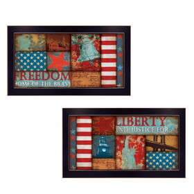 "Liberty and Freedom Collection" 2-Piece Vignette by Marla Rae, Printed Wall Art, Ready to Hang Framed Poster, Black Frame B06786871