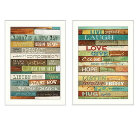 "Today is a New Day Collection" 2-Piece Vignette by Marla Rae, Printed Wall Art, Ready to Hang Framed Poster, White Frame B06786873