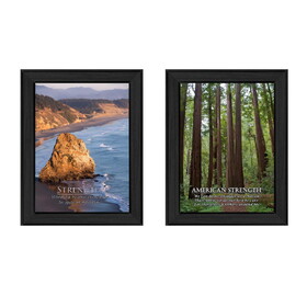 "Strength Collection" 2-Piece Vignette by Trendy Decor4U, Printed Wall Art, Ready to Hang Framed Poster, Black Frame B06786879