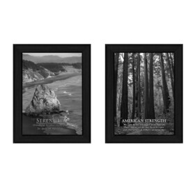"Strength Collection" 2-Piece Vignette by Trendy Decor4U, Printed Wall Art, Ready to Hang Framed Poster, Black Frame B06786884