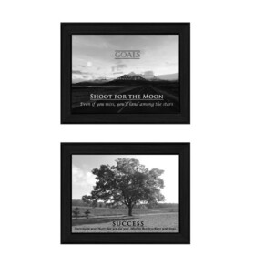 "Success Collection" 2-Piece Vignette by Trendy Decor4U, Printed Wall Art, Ready to Hang Framed Poster, Black Frame B06786887