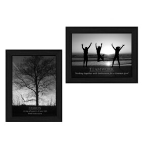 "Passion and Teamwork by Collection" 2-Piece Vignette by Trendy Decor4U, Printed Wall Art, Ready to Hang Framed Poster, Black Frame B06786888